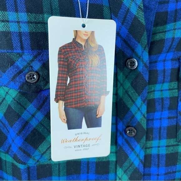 Weatherproof Vintage Plaid Flannel Cotton Outdoor Button Down Shirt Small Blue - Picture 5 of 9